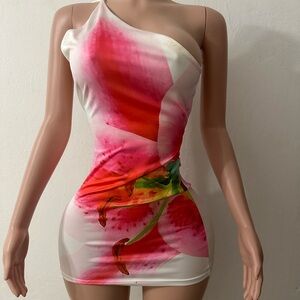 Floral One-Shoulder Dress
